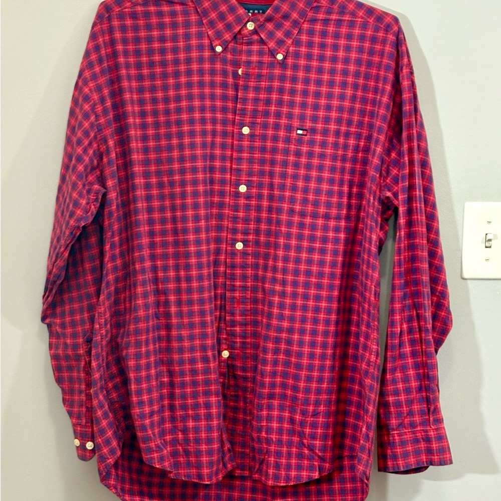 Tommy Hilfiger Men's Red Checkered Shirt - Picture 1 of 5